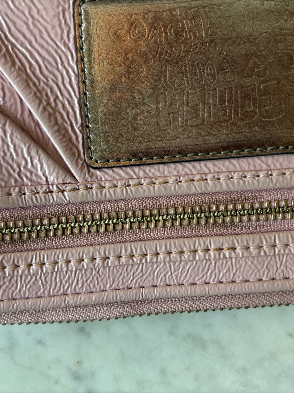 Coach Pale Pink Poppy Leather Wristlet with Silver Tone Accents - Picture 4 of 12